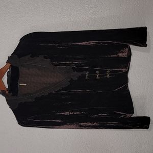 Elie Tahari Vintage Brown Velvet Blazer Jacket w/Brass Clasps & Sheer Ruffle Sz2